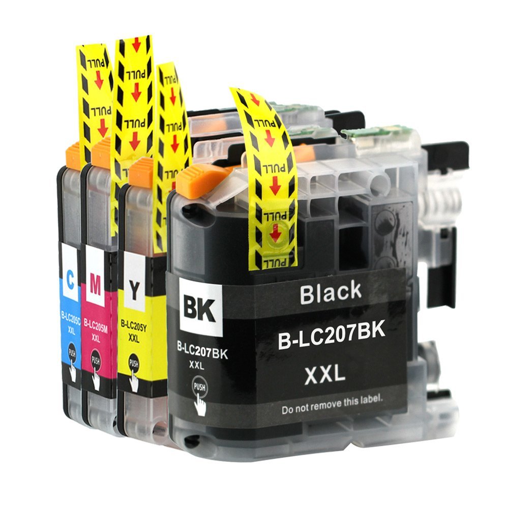 4 Ink Cartridge Compatible Brother LC207BK LC205C LC205M LC205Y XXL (LC-207 LC-205) CMYK
