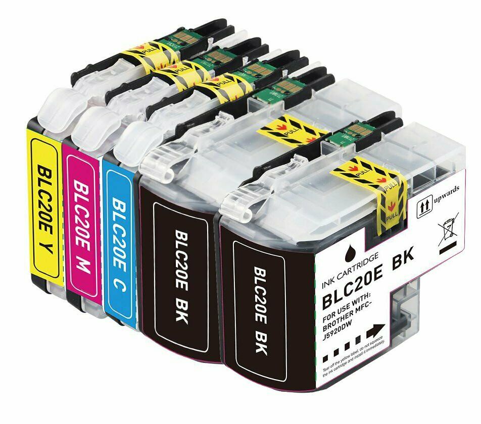 5 Cartouches d'encre Compatible Brother LC-20E XXL (CMYK)