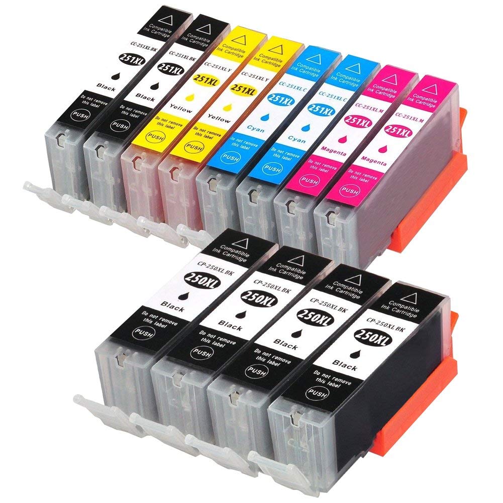 12 Ink Cartridge Compatible Canon PGI-250XL - CLI-251XL High Yield