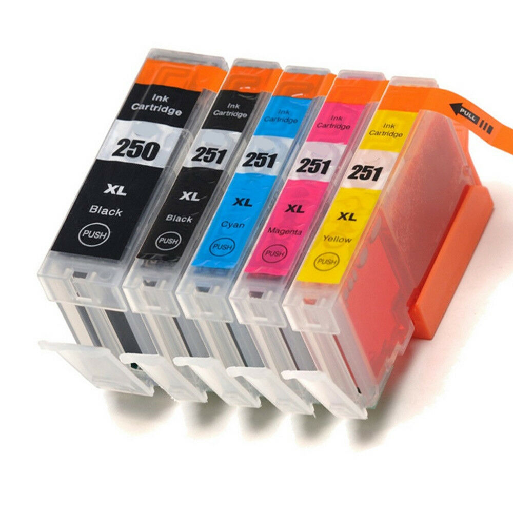 5 Ink Cartridge Compatible Canon PGI-250XL - CLI-251XL High Yield