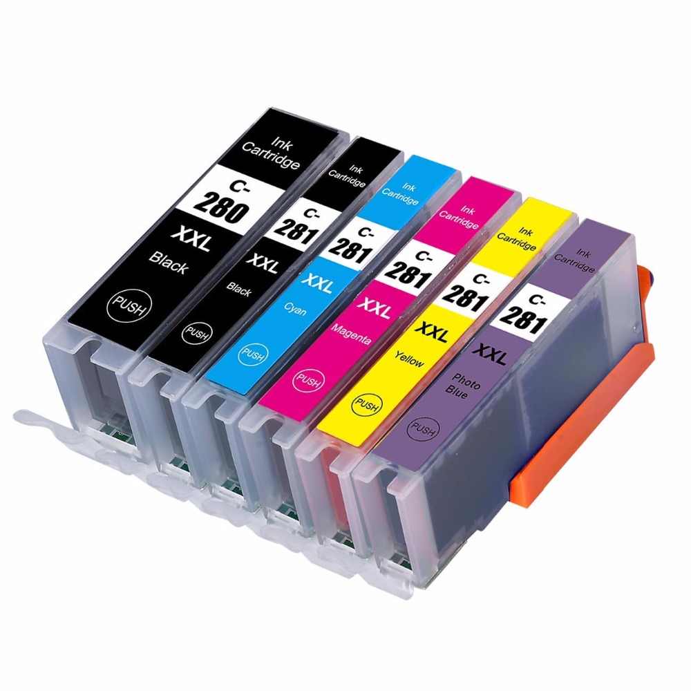 6 Cartouche d'encre Compatible Canon PGI-280XXL CLI-281XXL (1967C001 1983C001 1980C001 1981C001 1982C001 1984C001)