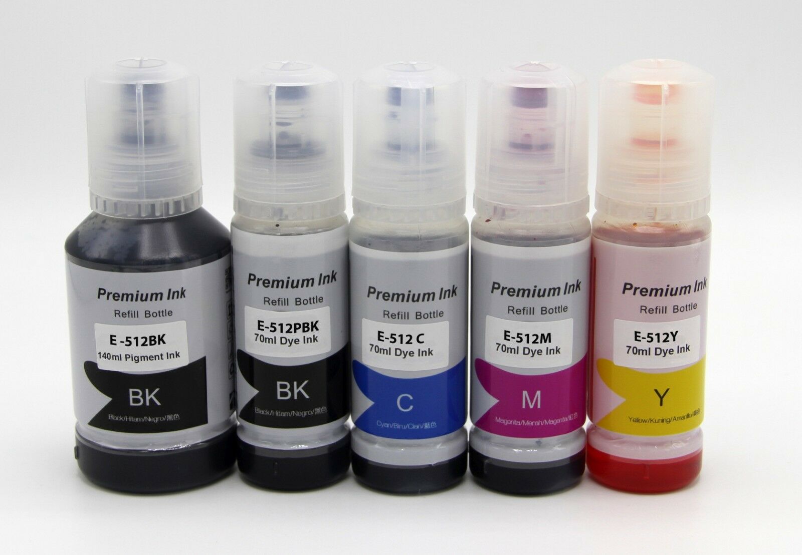 5 Bouteille d'encre Compatible Epson T512 (T512020 T512120 T512220 T512320 T512420) BK/PBK/C/M/Y/PBK