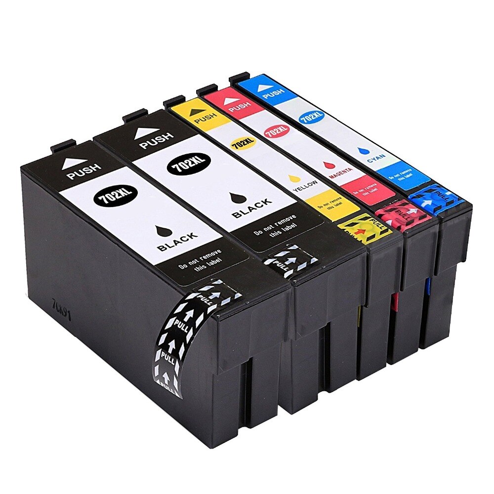 5 Cartouche d'encre Compatible Epson 702XL T702XL (T702XL120 T702XL220 T702XL320 T702XL420) CMYK