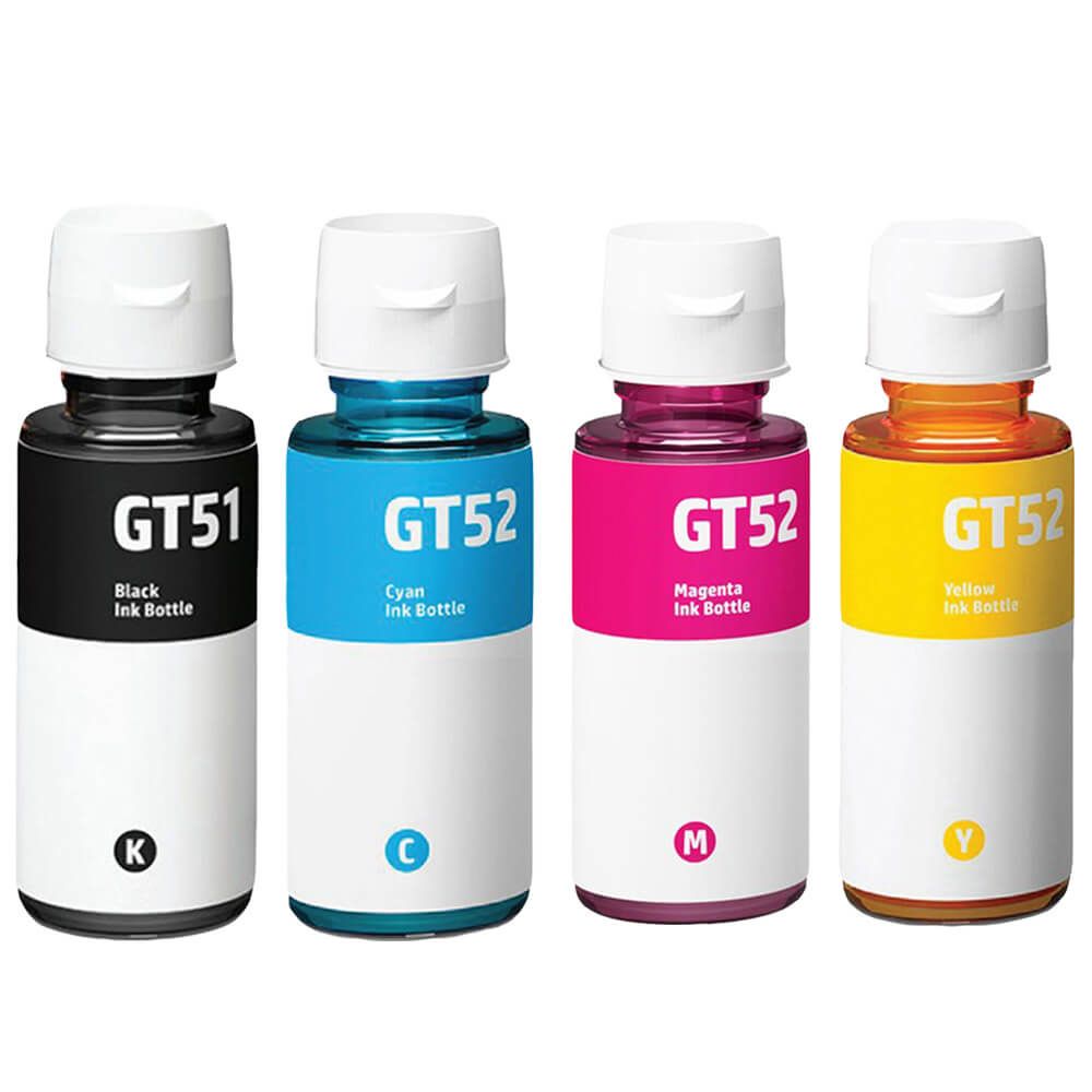 4 Bouteille d’encre Compatible HP GT51 GT52 (M0H57AA M0H54AA M0H55AA M0H56AA) CMYK
