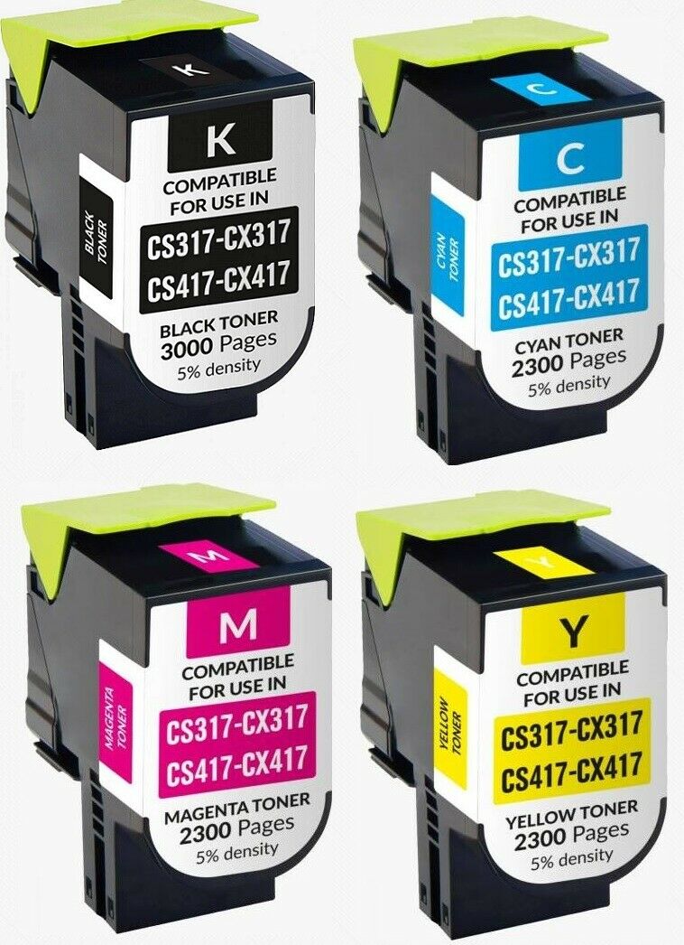 4 Cartouche Laser Compatible Lexmark CS317, CX317, CS417, CX417, CS517, CX517 CMYK